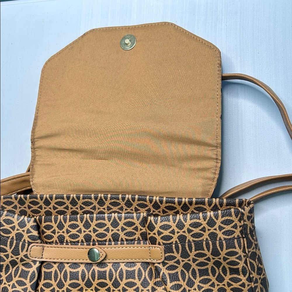 Brown Patterned Faux Leather Backpack - Picture 8 of 11